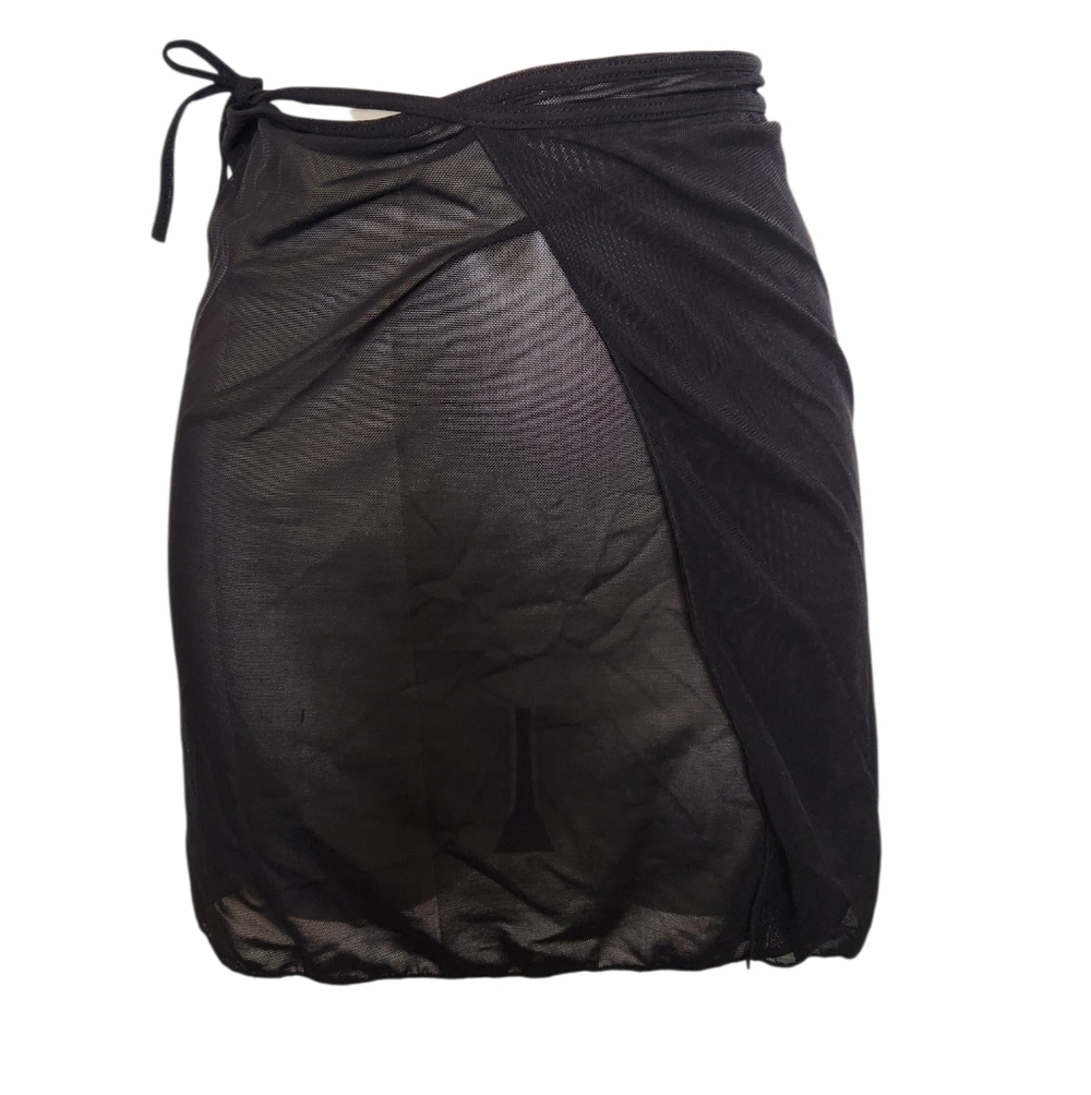 Black Sheer Tie-Waist Swim Sarong